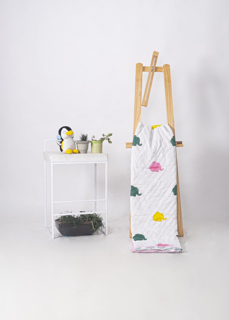 Feels Like Home Handcrafted Home Linen Feels Like Home Baby Quilt - Baby Elephant Cotton Baby Super Soft Lightweight Reversible All Season Use Comforter AC Blanket Baby Wrap for Kids, 60 x 90 Inch (0-5 Years) - Image 3