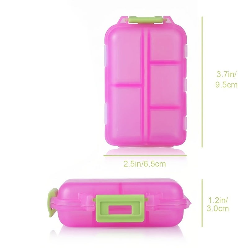 Green 10 Compartment Travel Pill Organizer Compact Portable Pill Case For On The Go Storage - Image 2