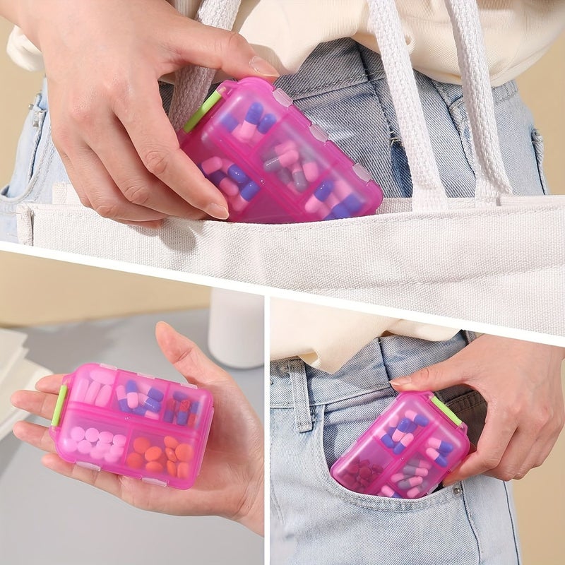 Green 10 Compartment Travel Pill Organizer Compact Portable Pill Case For On The Go Storage - Image 1