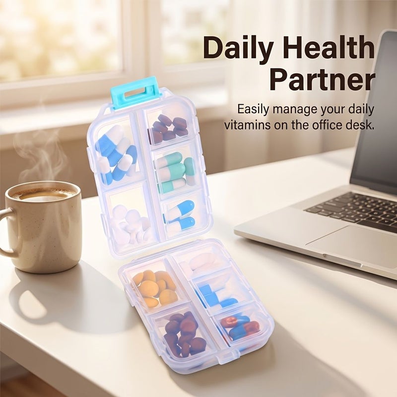 Green 10 Compartment Travel Pill Organizer Compact Portable Pill Case For On The Go Storage - Image 4