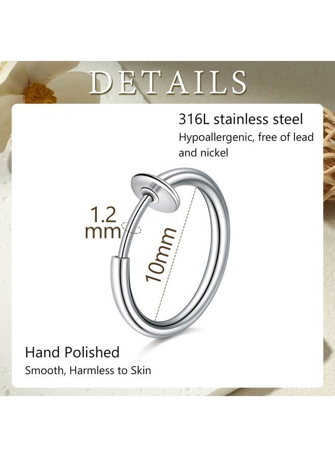 D.Bella Fake Septum Piercing Faux Nose Rings Hoop Stainless Steel Faux Lip Ear Nose Septum Ring Non Piercing Clip On Nose Hoop Rings Body Piercing Jewelry, Metal, stainless steel - Image 2