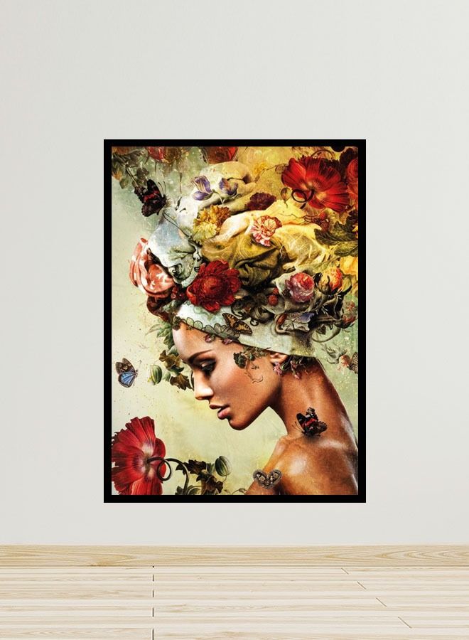 Marktna Canvas Wall Art for Wall Decoration Woman Design With a Hollow Black Frame Size 120x80cm One Piece - Image 1