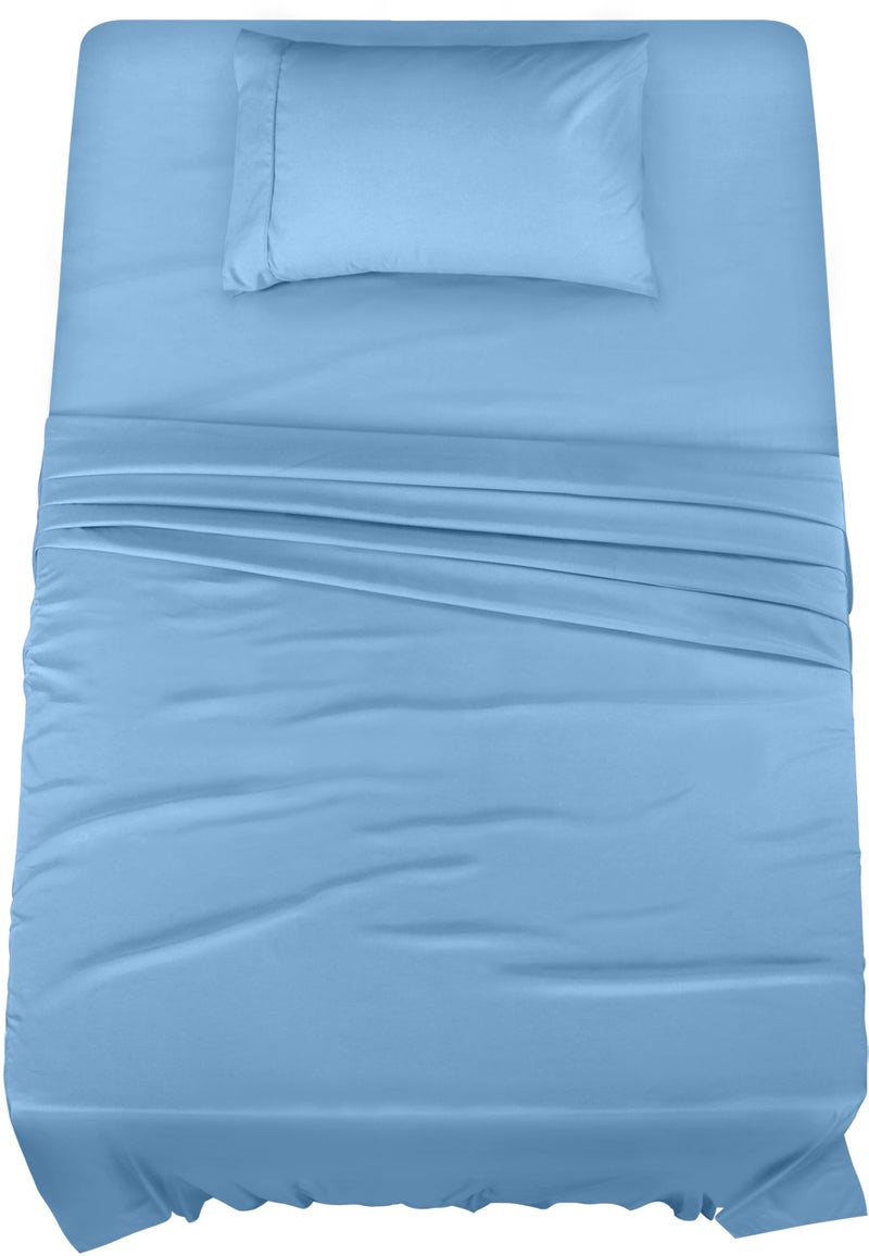 Utopia Bedding Twin Sheet Set  3 Piece Bed Sheets for Twin Size Bed Soft and Breathable Microfiber Includes 1 Fitted Sheet 1 Flat Sheet and 1 Pillowcase Dutch Blue