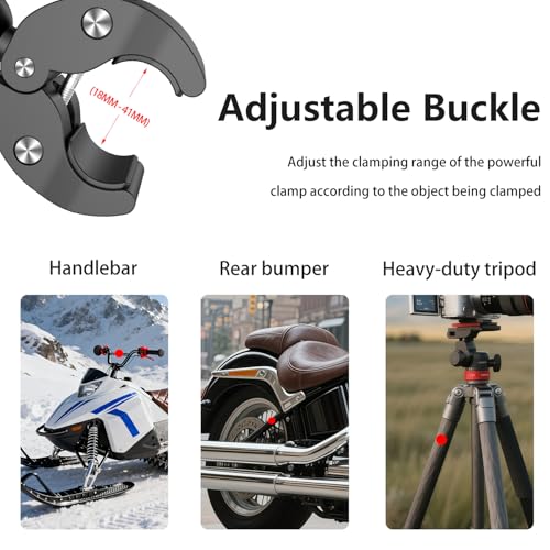HAFOKO Motorcycle Camera Mount Kit compatible for DJI Osmo Nano 360, Bicycle Double Clamps Handlebar Holder with 43" Invisible Selfie Stick compatible for Insta360 X5-X for UTVs and Vlogging Riding Records - Image 5