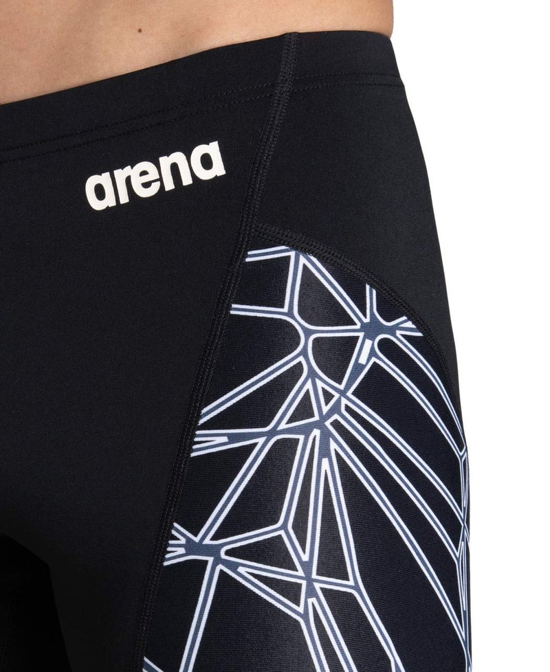 ARENA Men's Team Color Print Jammer Athletic Training Swimsuit Bathing Suit, MaxLife Chlorine Resistant Fabric, Carbonics Pro Black/Gray, 20 - Image 2