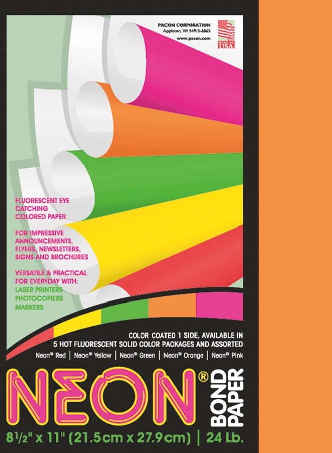 Pacon Neon Multi-Purpose 8.5-in. x 11-in., 100 Sheets, Orange (104318) - Image 2