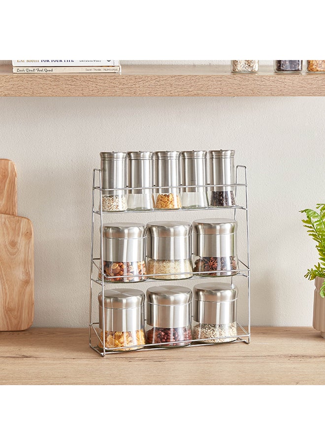 Home Box Essential 12-Piece Glass Spice Rack Set 28.5 x 33 x 9.5 cm  - Image 1