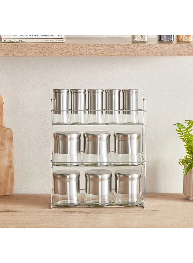 Home Box Essential 12-Piece Glass Spice Rack Set 28.5 x 33 x 9.5 cm