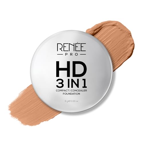 RENEE Pro Hd 3In1 CompactMielWorks As Compact PowderConcealerFoundation For All Skin TypesSpf 20Matte FinishHigh CoverageUltralightSilky Smooth Finish With Vitamin ECAloe Vera9 GmBeige - Image 1