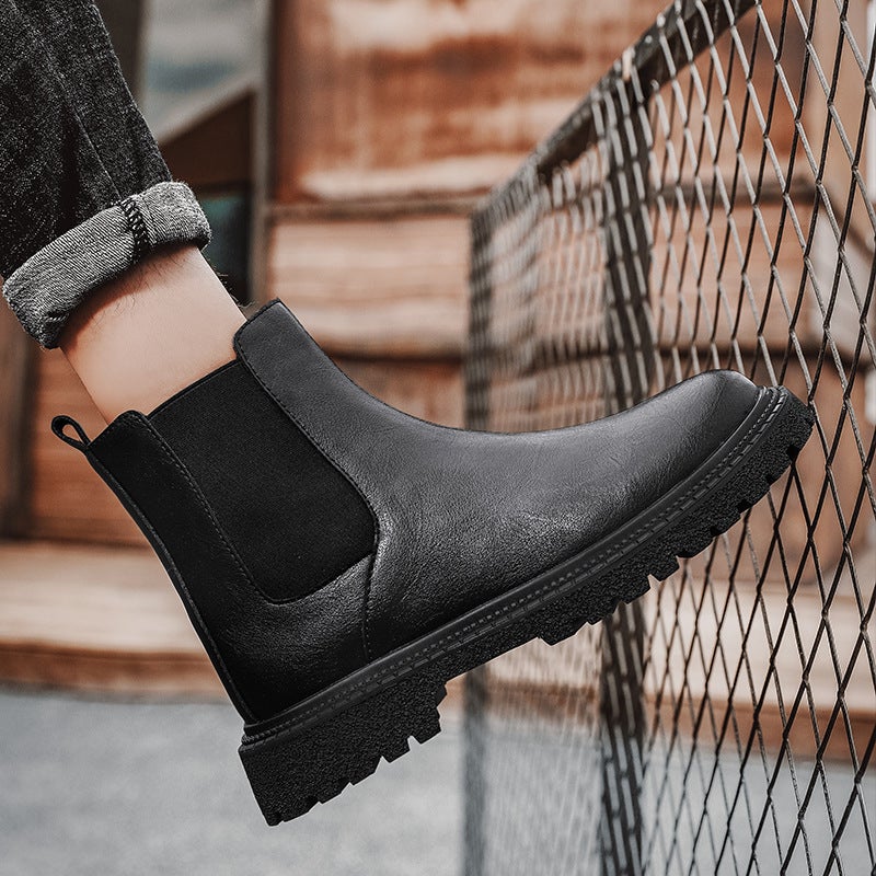 Plus Size Martin Boots Chelsea Leather Boots Men'S Boots Leather Sleeve Short Boots Fleece-Lined Warm Shoes - Image 5
