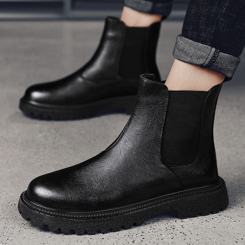 Plus Size Martin Boots Chelsea Leather Boots Men'S Boots Leather Sleeve Short Boots Fleece-Lined Warm Shoes - Image 3