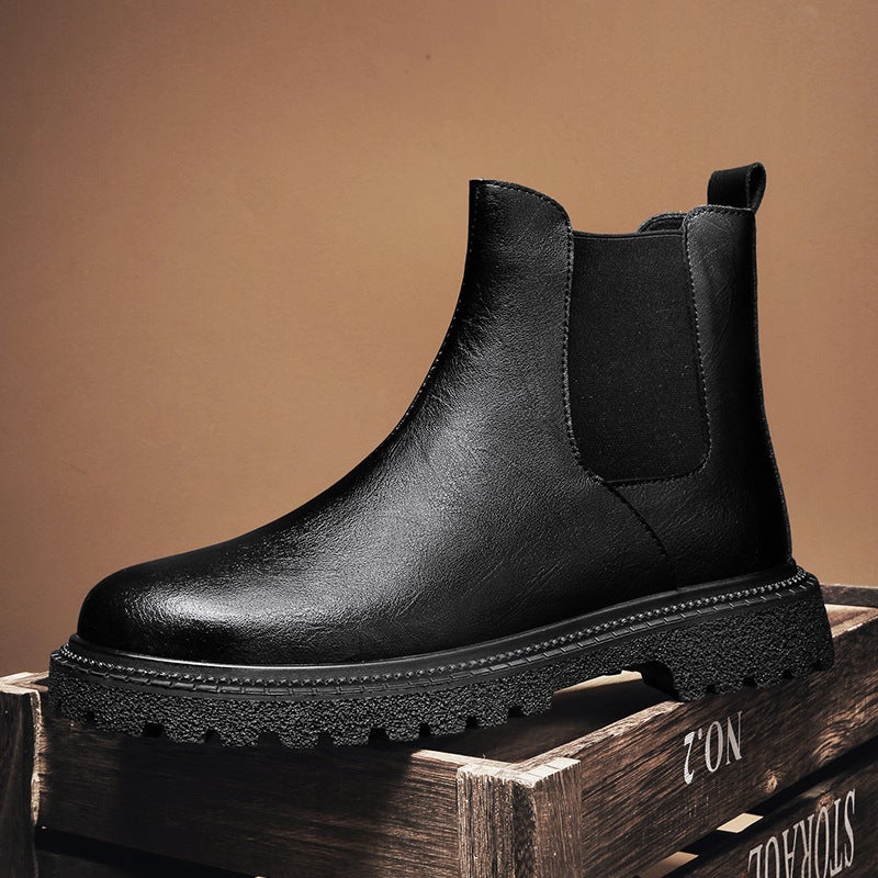 Plus Size Martin Boots Chelsea Leather Boots Men'S Boots Leather Sleeve Short Boots Fleece-Lined Warm Shoes - Image 2