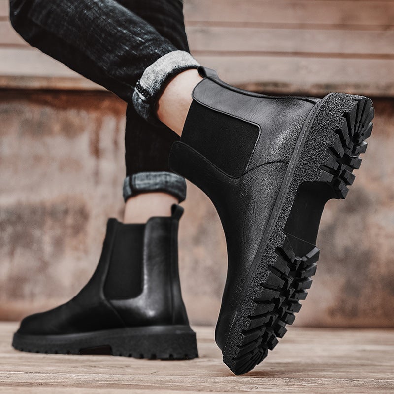 Plus Size Martin Boots Chelsea Leather Boots Men'S Boots Leather Sleeve Short Boots Fleece-Lined Warm Shoes - Image 4