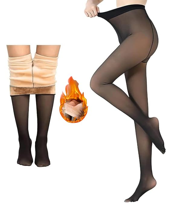 FIMALIA Soft Touch Thermal Skinny Tights for Women,Ultimate Warm Fleece Leggings for Women, Thermal Winter Tights, Free Size (Waist Size : 26 to 34 Inch Stretchable) Black - Image 1