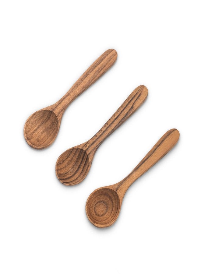FAAY Mini Seasoning - Condiment Teak Spoons for Sugar Salt Tea Coffee Spices Honey Jam Mastard (1/2 Tea - Spoon x 3) - Image 1