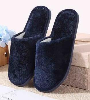 Winter Couple Plush Warm Home Slippers Cotton EVA black male  - Image 2