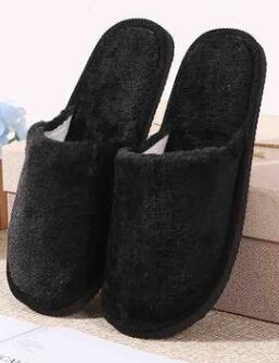 Winter Couple Plush Warm Home Slippers Cotton EVA black male  - Image 1