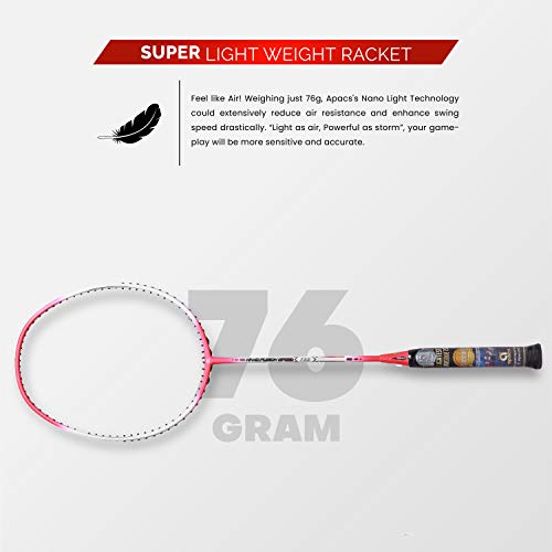 Apacs Nano Fusion Speed 722 (76 grams, Made in Vietnam) Ulta Light Weight | Japanese Graphite Unstrung Badminton Racket with Free Full Cover | G2-4 1/8 inches (White) - Image 4