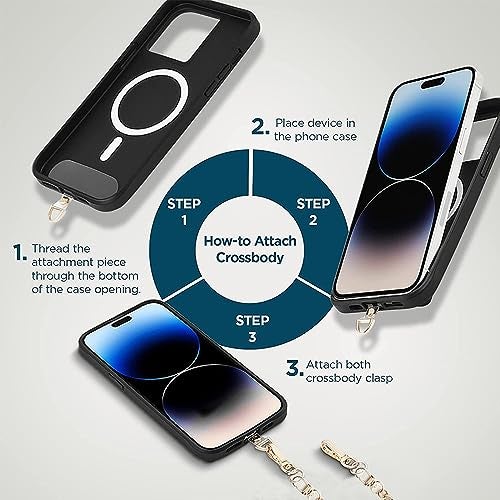 WISKA Cell Phone Lanyard Crossbody Hanging Chain Mobile Holder Sling Around Neck to Carry iPhone & Smartphone with Detachable Crossbody Shoulder Neck Strap for Girls Braided Gold Chain (Black) - Image 3