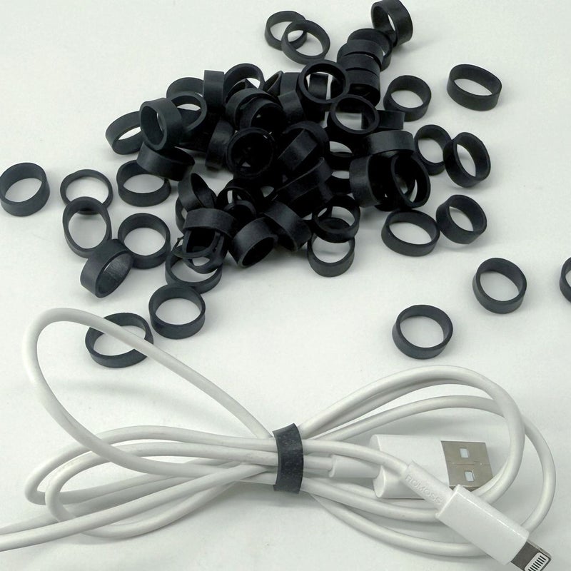 Approximately 35pcs Black Rubber Bands Strong Elastic O Rings For Office School Home And Cable Ties - Image 1