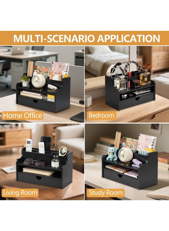 Dhmkfly Mail Organizer Countertop, 4 Slots Desk Organizer with Drawer and Shelf, Wooden Mail Sorter for Desk, Desktop File Holders for Storage Pens, Envelopes and Bills - Image 5