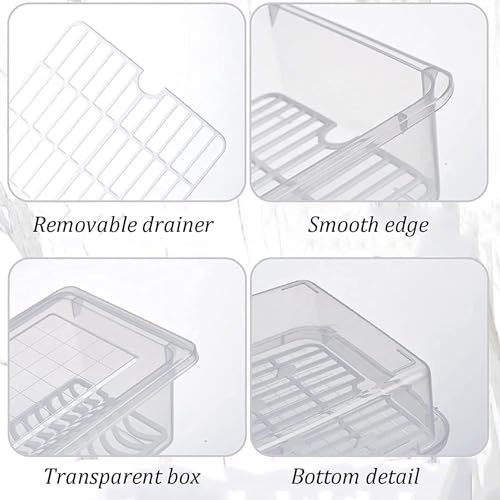 BUNVOX™ Square Fridge Storage Boxes, Fridge Organizer with Removable Drain Plate & Lid, Stackable Portable Freezer Storage Containers Tray To Keep Fresh for Fish, Meat, Vegetables, Fruit, 2500ml (3) - Image 5