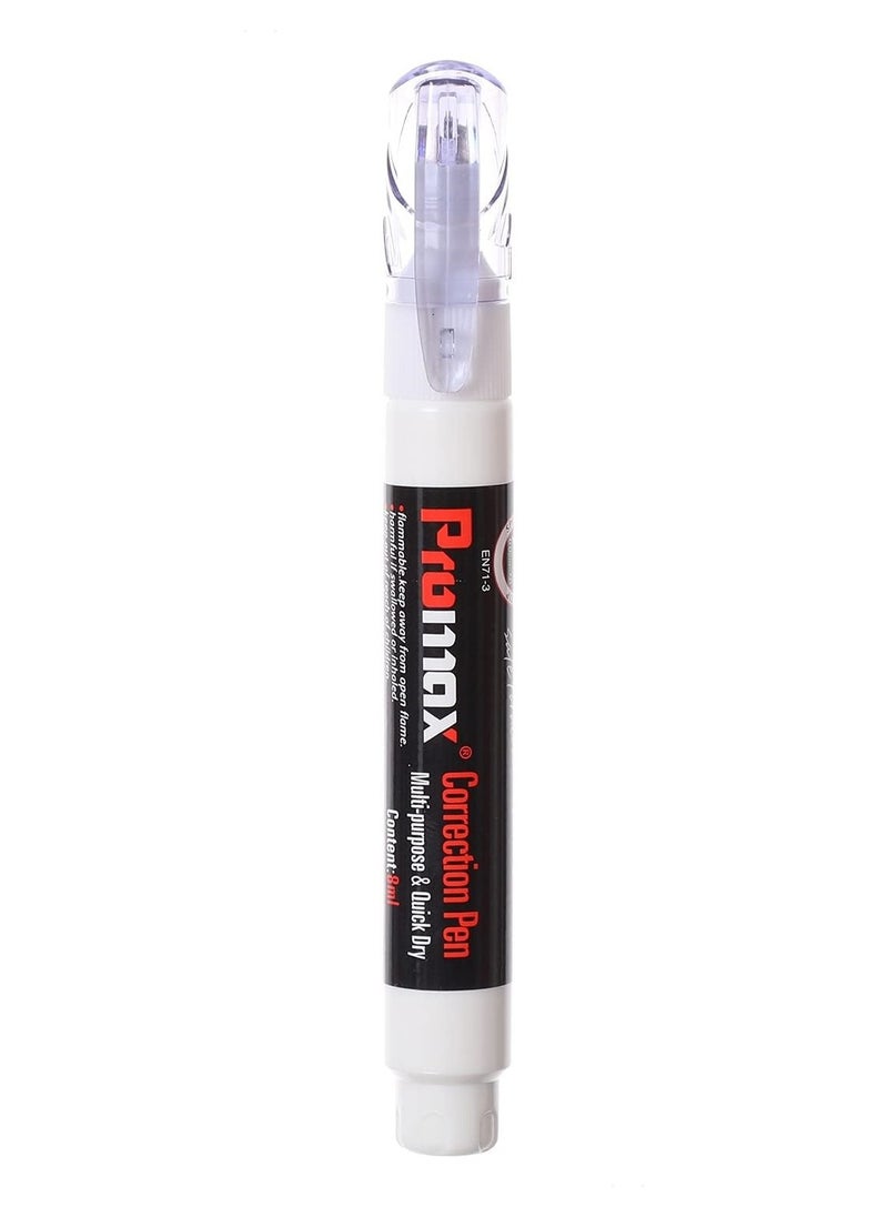 Promax Promax 034 High Quality Correction Pen Quick Dry Metal Tip 8ml Pack of 6 Pieces Suitable For Home, School, Or Educational Centers  - Image 3