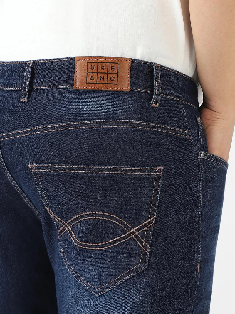 Urbano Fashion  Urbano Plus Men's Blue Regular Fit Washed Denim Bootcut Jeans Stretchable  | Best Price UAE