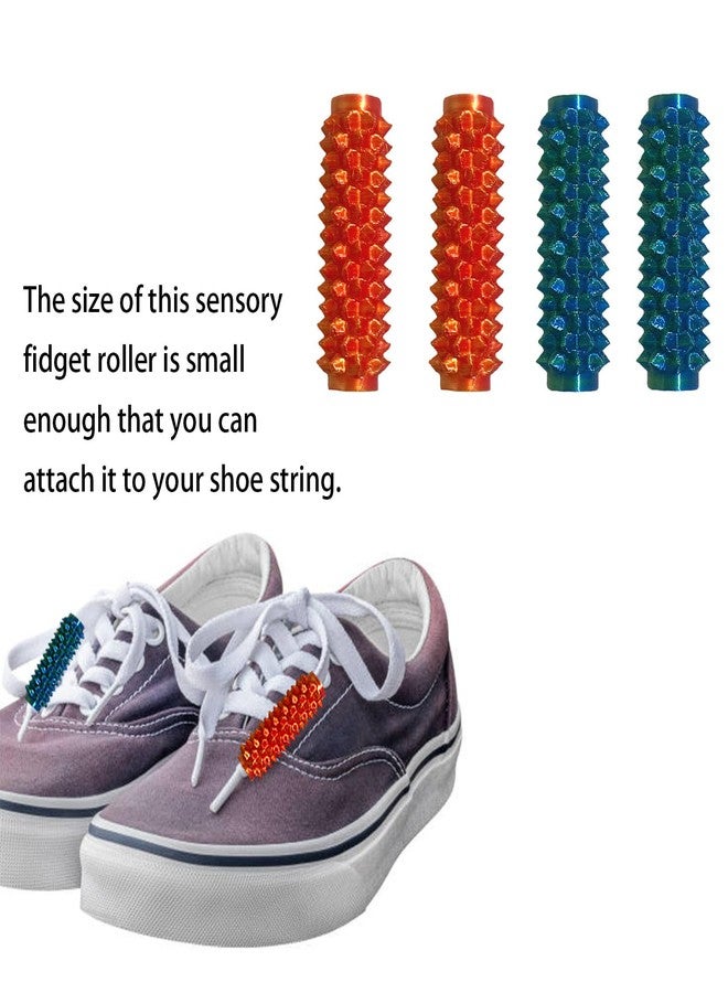 SPANSEE 4 PCS Mini Sensory Fidget Roller, Pocket Mini Fidget Toy for Adults, Portable Stim Tool, Spiky Grippie Stim Toy for Anxiety Relief Positive, Can Attach to Your Shoe String, Hoodie, Necklace - Image 3