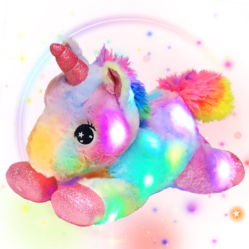 Easfan LED Unicorn Plush Lightup Stuffed Animal with Colorful Night Lights Glow in The Dark Birthday Festival for Kids Toddlers Girls Rainbow10 - Image 3