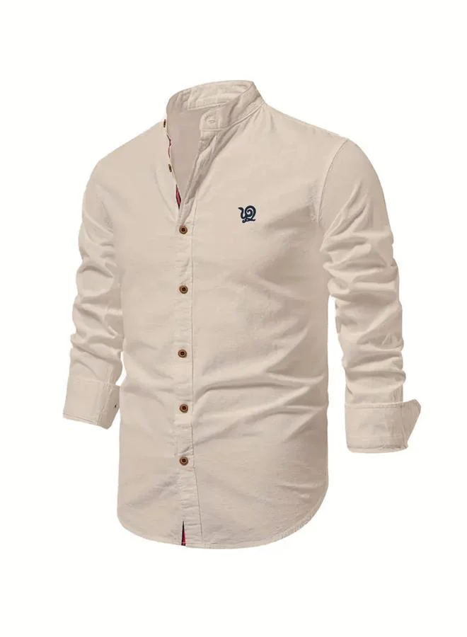 ستايلي Styli Embroidered Mandarin Collar Long Sleeve Shirt