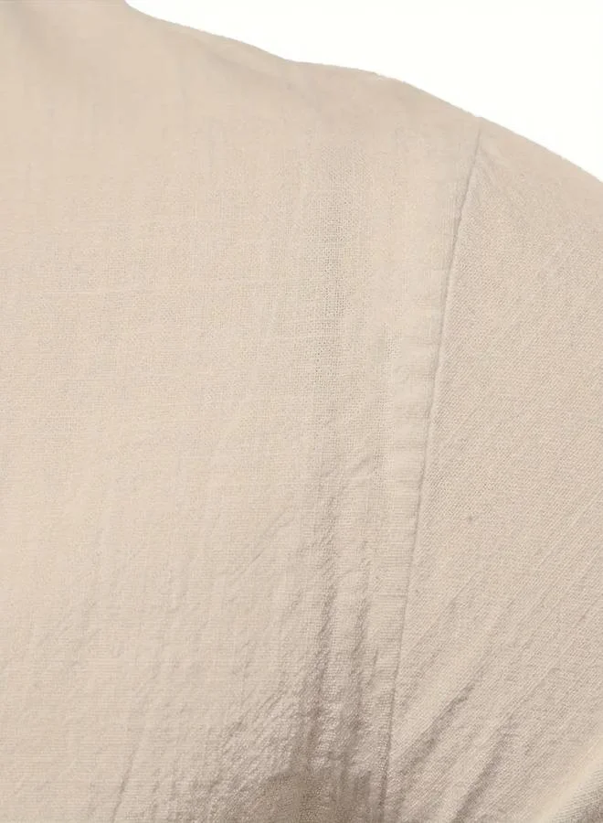 ستايلي قميص بأكمام طويلة وياقة صينية مطرز من Styli