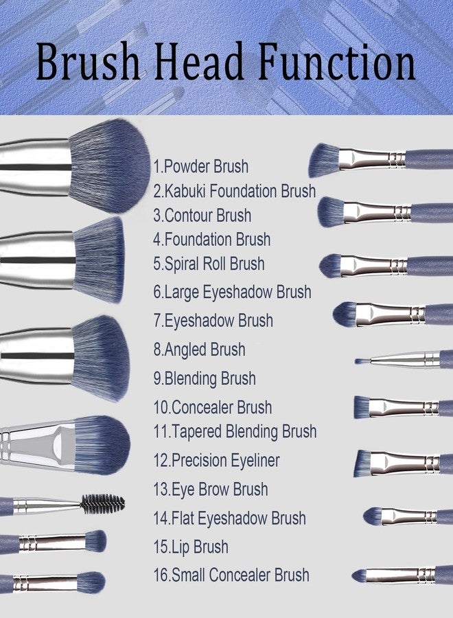 HEYMKGO Makeup Brushes, HEYMKGO 16Pcs Makeup Brush Set Professional Synthetic Foundation Blending Blush Face Brushes, Eye Shadows Concealers Powder Brush Kit for Makeup - Image 2