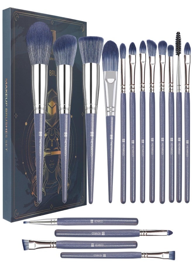 HEYMKGO Makeup Brushes, HEYMKGO 16Pcs Makeup Brush Set Professional Synthetic Foundation Blending Blush Face Brushes, Eye Shadows Concealers Powder Brush Kit for Makeup - Image 1