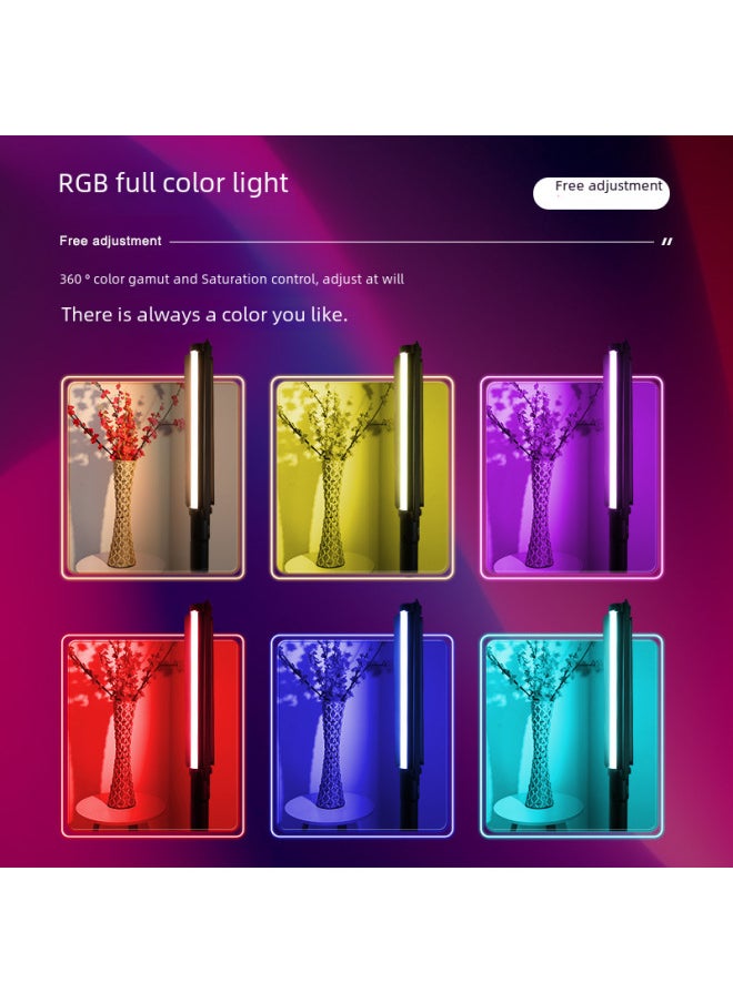 Generic - Hand-held Rod Lamp Full Color RGB Lamp Rod Photography Lamp Live Fill Light Hair Shooting Led Mobile Light Rod Fill Light Rod-Light Source Color:Yb-130-rgb With Light Barrier + 2.1m Bracket + Pan/tilt - Image 1