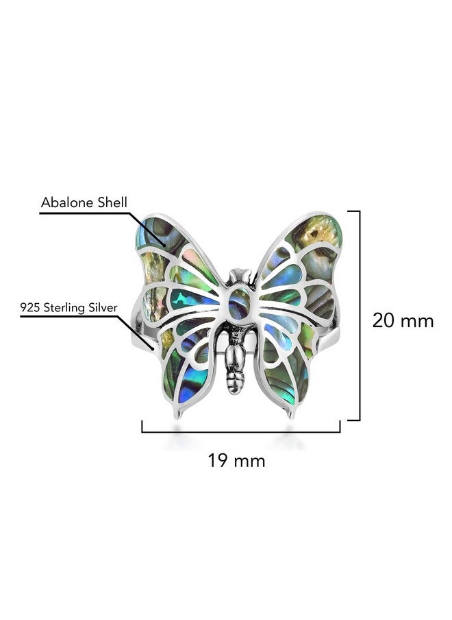 AeraVida Exotic Graceful Butterfly Abalone Shell Inlay .925 Sterling Silver Ring Elegant Wedding Rings For Women Casual Comfort Fit Silver Rings For Women Butterfly Ring Gift For Women (10)  - Image 5