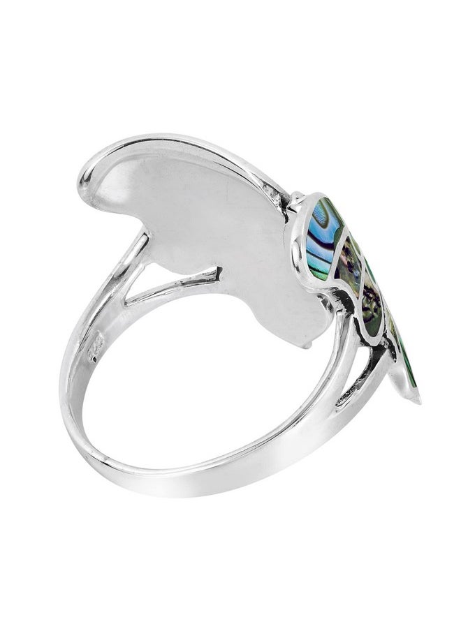 AeraVida Exotic Graceful Butterfly Abalone Shell Inlay .925 Sterling Silver Ring Elegant Wedding Rings For Women Casual Comfort Fit Silver Rings For Women Butterfly Ring Gift For Women (10)  - Image 3