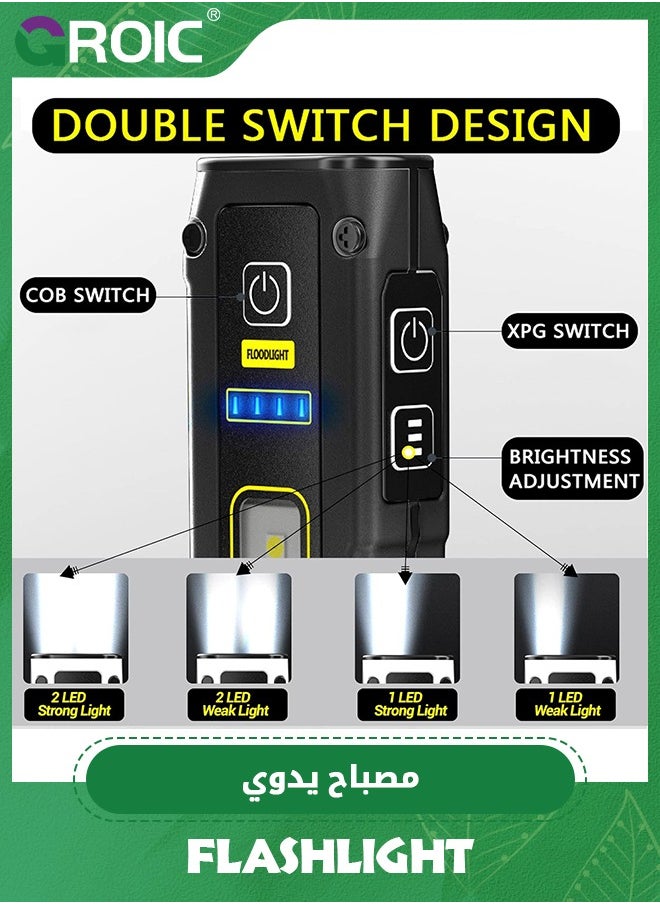 Small Rechargeable Flashlights Powerful - Real 250 Lumens 800mAh Mini Flashlights with 7 Light Modes, Type-C Fast Charging with Power Bank Function, Flashlights for Emergencies, Camping, Hiking