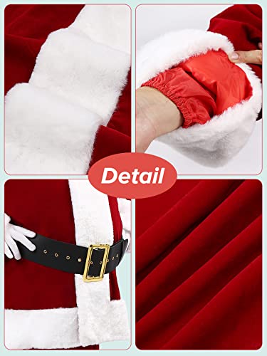 Mojonnie Santa Claus Costume for Men Christmas 9PCS Santa Suit Adults Deluxe Velvet Santa Costume for Men - Image 3