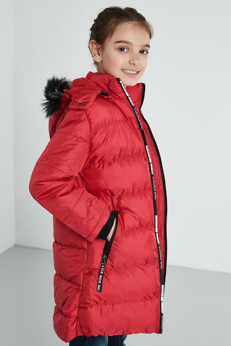 Lela Side Faux Fur Hooded Puffer Coat Girls' COAT 5765020K  - Image 3