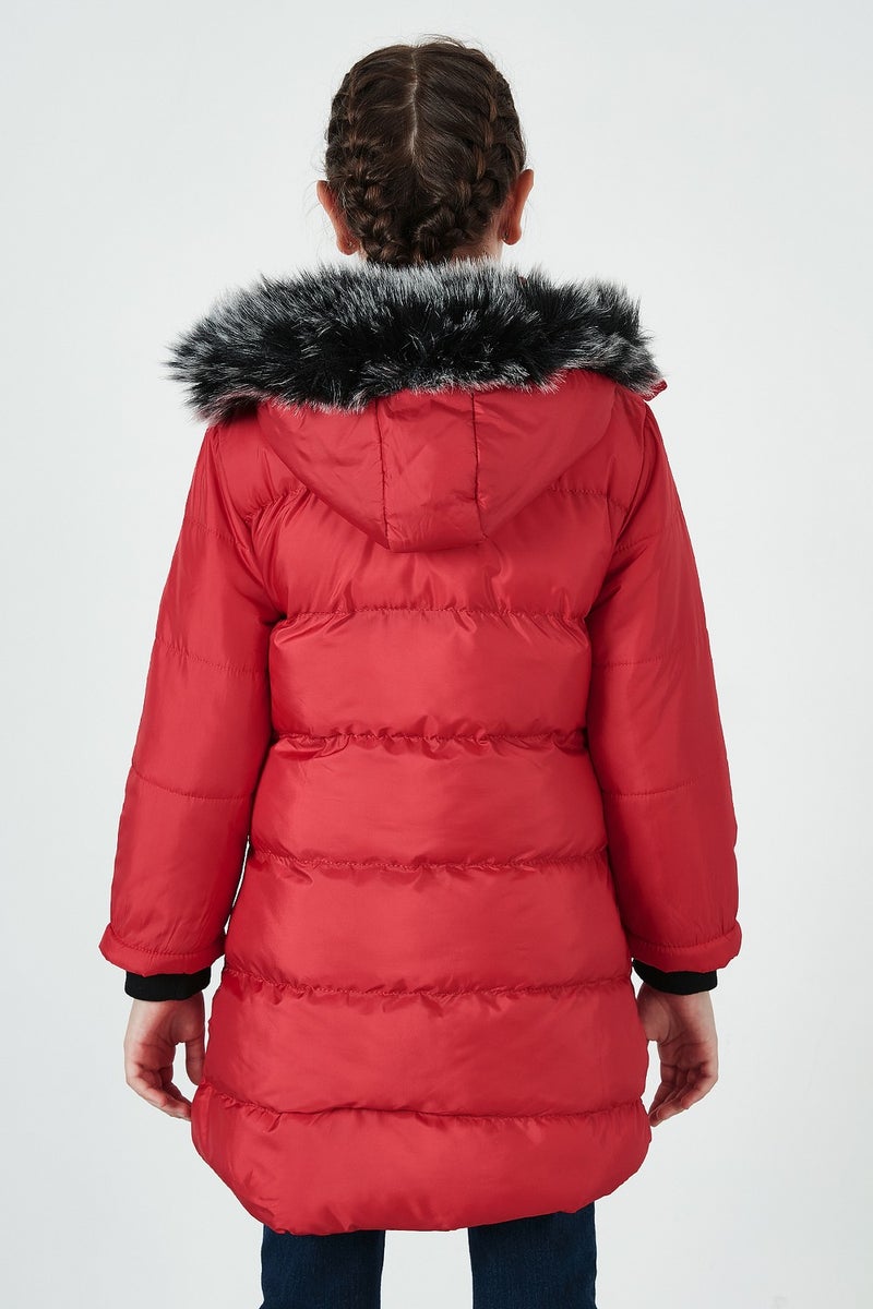 Lela Side Faux Fur Hooded Puffer Coat Girls' COAT 5765020K  - Image 5