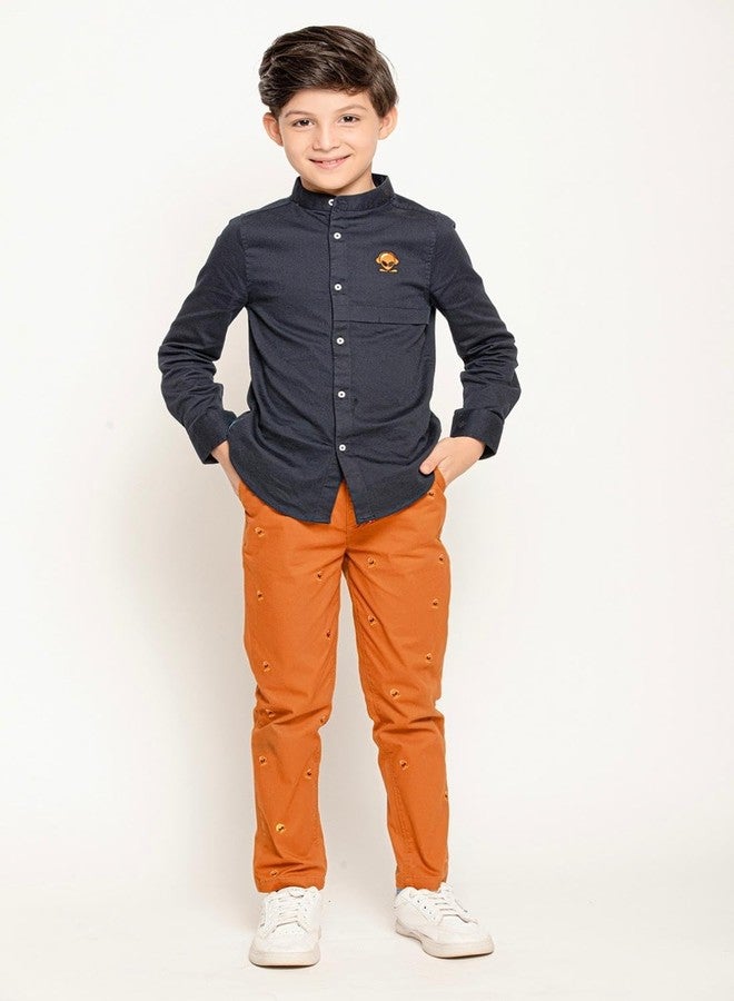 One Friday Kids Boys Navy Blue Mandarin Collared Shirts - Image 5