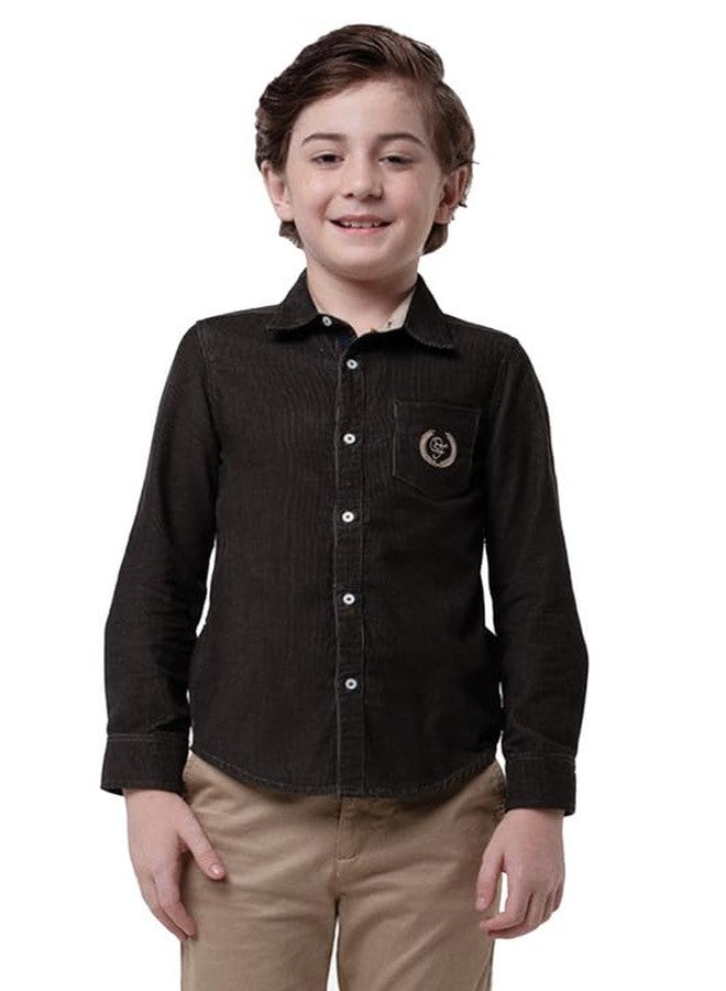 One Friday Kids Boys Navy Blue Mandarin Collared Shirts - Image 1