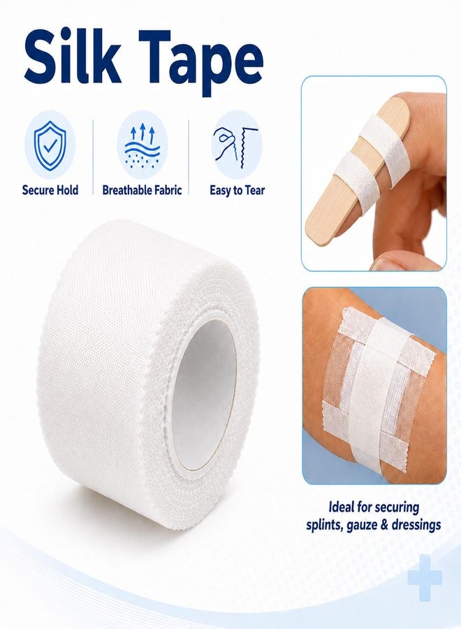 Omszte Silk Like Medical Tape, 4 Rolls 1 Inch x 10 Yards, Durable Cloth First Aid Tape for Securing Dressings, Gauze, Tubing and Splints, Skin Friendly, Latex Free, White - Image 2