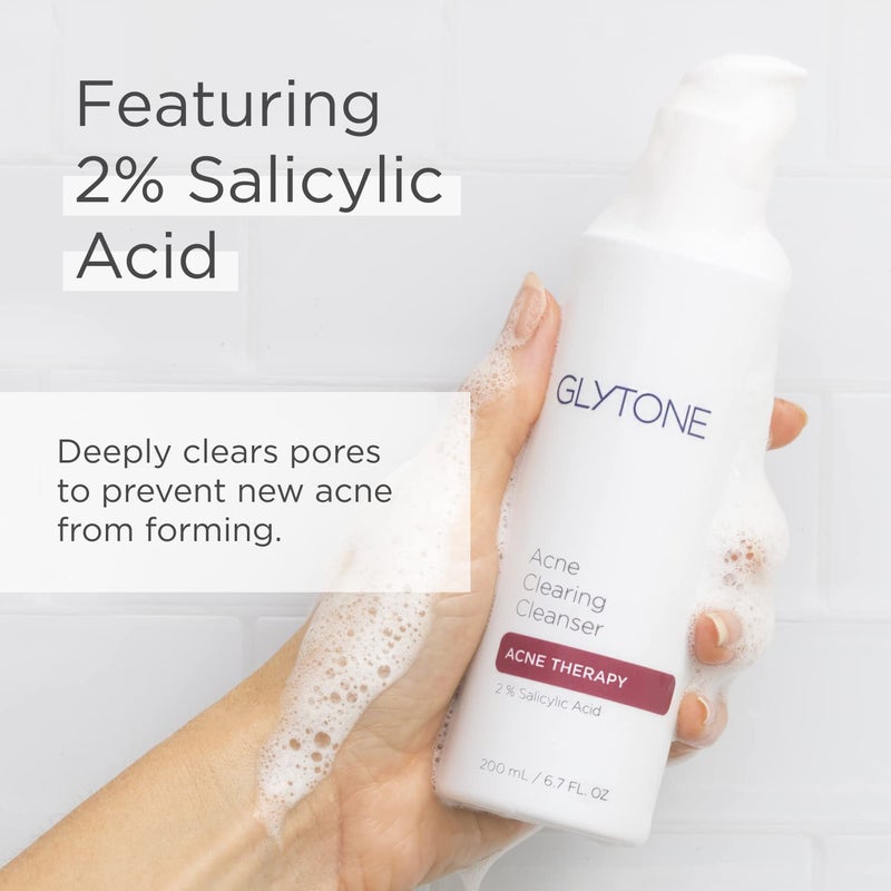 Glytone Acne Clearing Cleanser - Face Wash with 2% Salicylic Acid - Daily Acne Cleanser for Oily Skin & Clogged Pores - Removes Cystic Breakouts, Blackheads, Whiteheads & Blemishes - 6.7 fl oz - Image 3