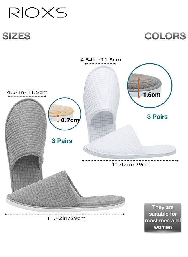Unisex Half Slippers, 6 Pairs Non Slip Disposable Slippers For Guest, Reusable Washable Indoor Flats, Mens Womens Slippers, Spa Slippers Guest Slippers For Hotel/ Wedding Party, House Slippers For Bathroom Bedroom, Travel Slides Slippers, Family Closed-toes Half Slippers