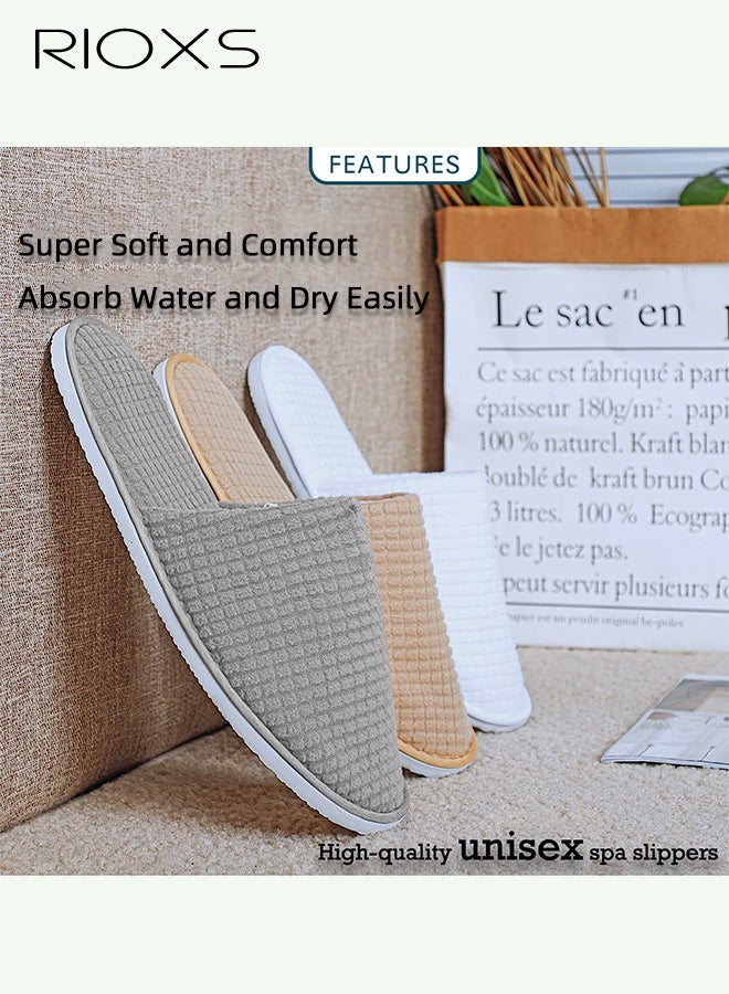 Unisex Half Slippers, 6 Pairs Non Slip Disposable Slippers For Guest, Reusable Washable Indoor Flats, Mens Womens Slippers, Spa Slippers Guest Slippers For Hotel/ Wedding Party, House Slippers For Bathroom Bedroom, Travel Slides Slippers, Family Closed-toes Half Slippers