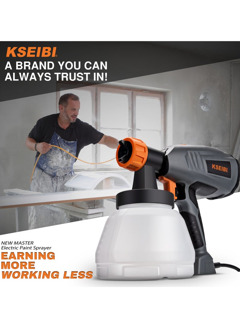 KSEIBI Paint Spray Gun 400W High Power, Patterns 1300ml Container, Painting Works, Easy to Clean Electric Paint Sprayer for Furniture / Cabinets / Fence / Walls / Door / Garden Chairs  - Image 3