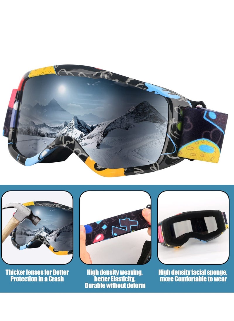 Generic - Kids Ski Goggles, Outdoor Ski Goggles, 100% UV Protection, OTG Anti-Fog Glasses, Helmet Compatible, Kids Snow Snowboard Goggles for Boys Girls Youth - Image 1