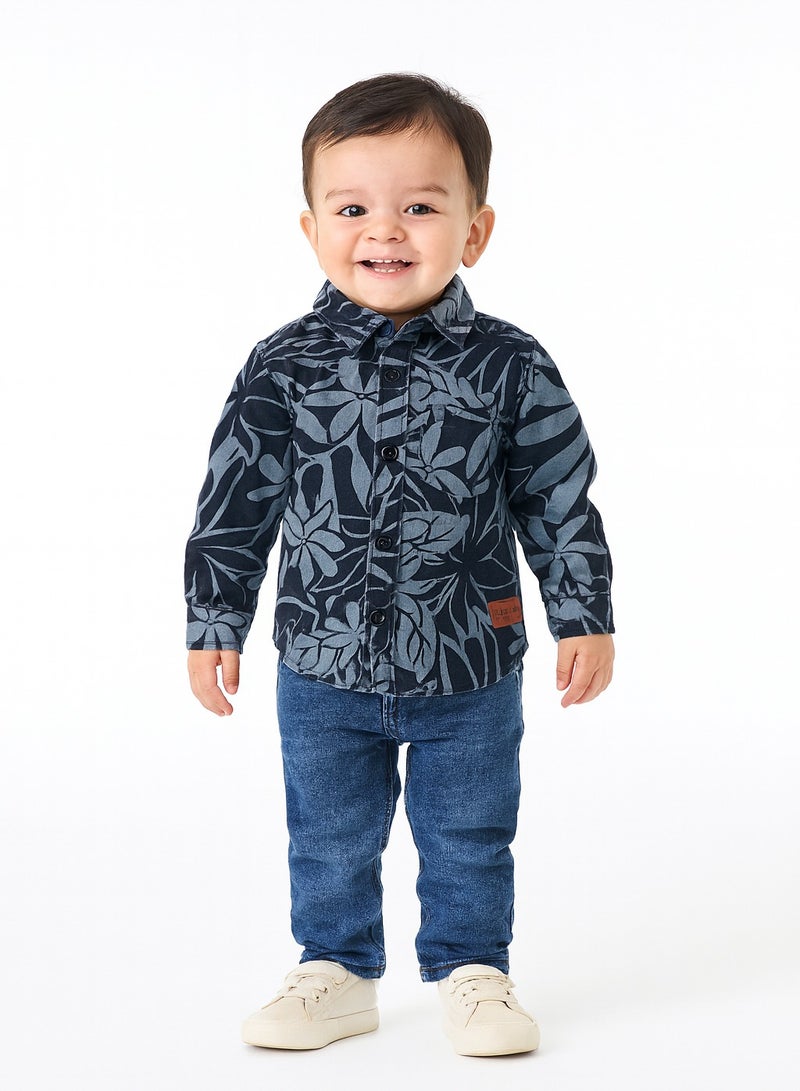 POPEES Printed Full Sleeve Shirt for 3-24 month Boys | Printed Shirt for Kids | Cotton Dress for Newborn Babies - Image 1